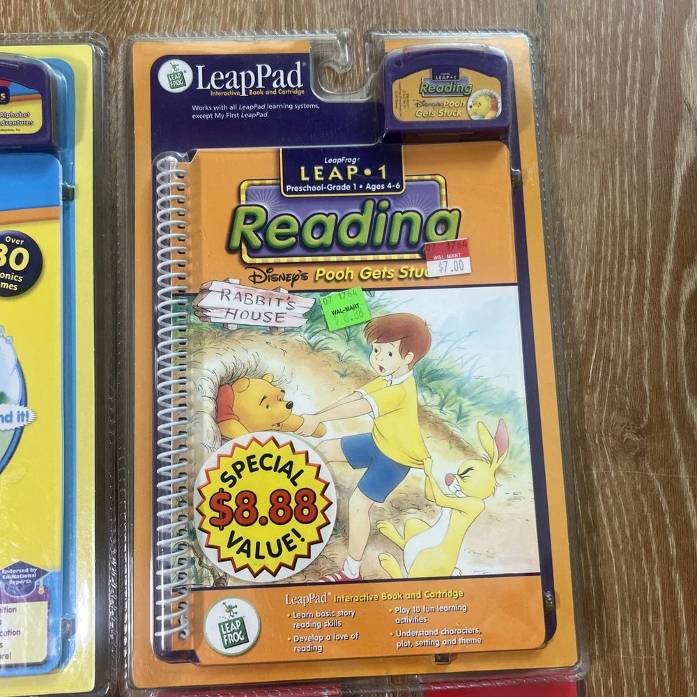 LeapFrog 4 LeapPad Interactive Books & Cartridge Alphabet, Pooh, Toy Story, Nemo